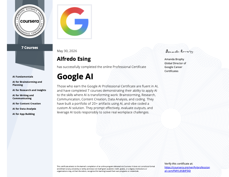 Google AI certificate