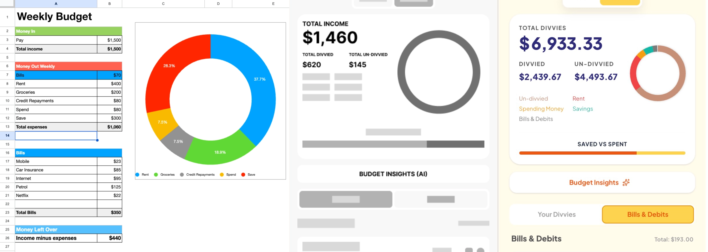 Spreadsheet to Wireframe to Final UI Evolution